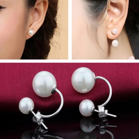 ⚪ Double Pearl Wrap-Around Earrings - Picture 2 of 5